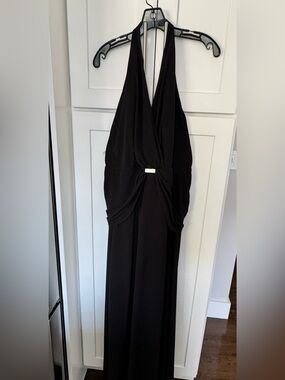 David Meister Black Dress with Rhinestone Buckle